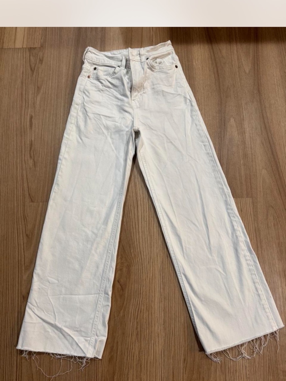 H&M White Wide-Leg High-Rise Jeans